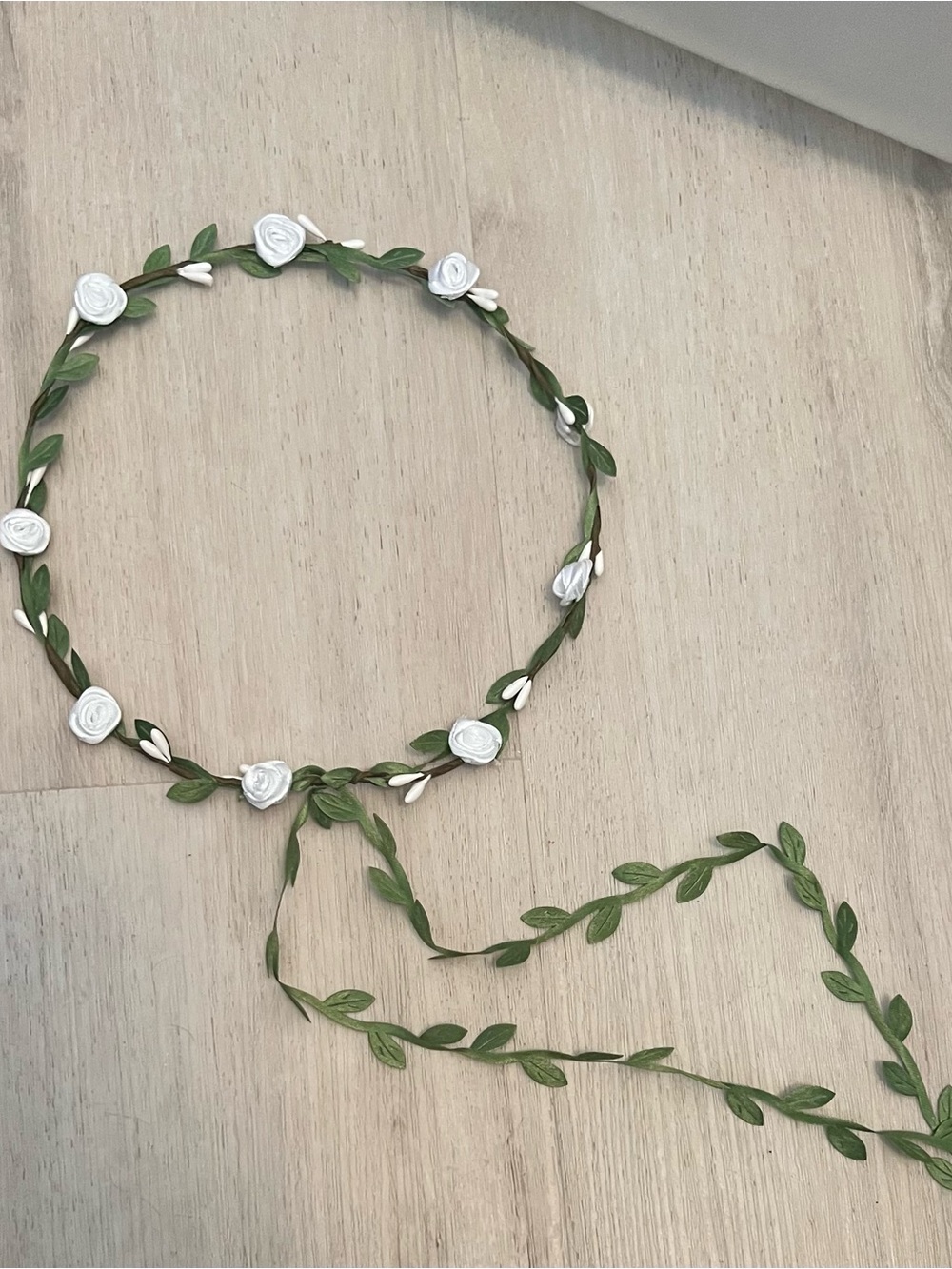 Dainty Flower Crown with Falling Leaves - Off White Fairy Headband Flower Girl